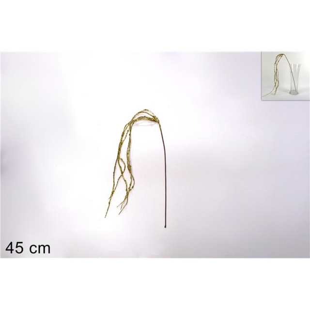 Χριστουγεννιάτικο Διακοσμητικό Κλαδί Χρυσό με Γκλίτερ 45cm Welkhome