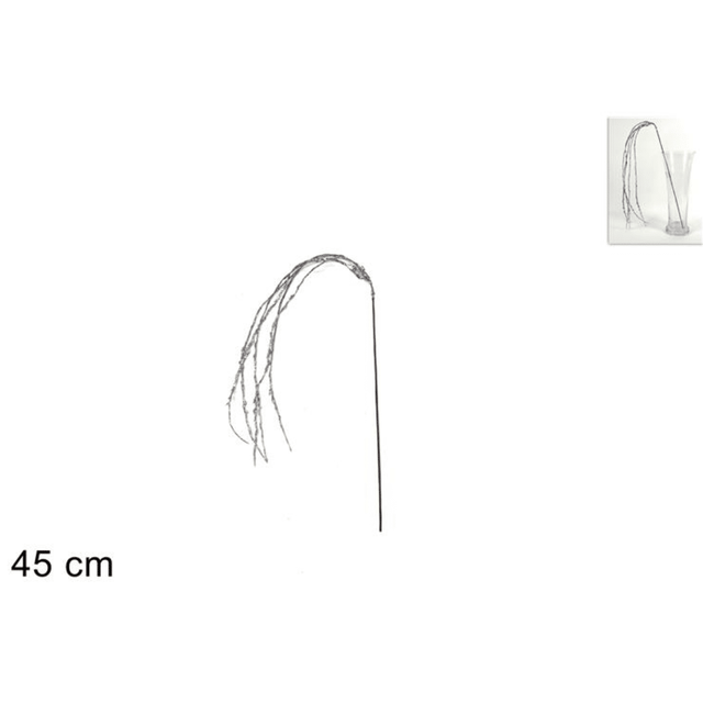 Χριστουγεννιάτικο Διακοσμητικό Κλαδί Ασημί με Γκλίτερ 45cm Welkhome