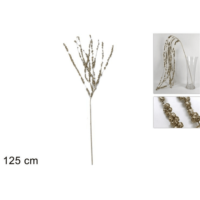 Χριστουγεννιάτικο Διακοσμητικό Κλαδί Σαμπανιζέ με Γκλίτερ 125cm Welkhome