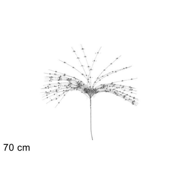Χριστουγεννιάτικο Διακοσμητικό Κλαδί Ασημί Μπαλίτσες 70cm Welkhome