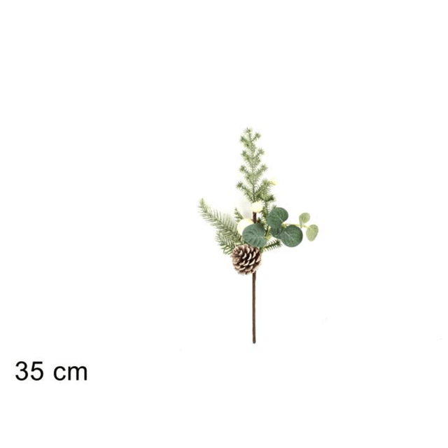 Χριστουγεννιάτικο Διακοσμητικό Κλαδί Με Κουκουνάρι 35cm H21262A1 Welkhome