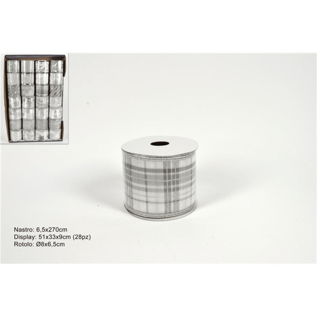 Κορδέλα Διακοσμητική Υφασμάτινη 2,7mt x 6,5cm Ασημί με Στρας Welkhome