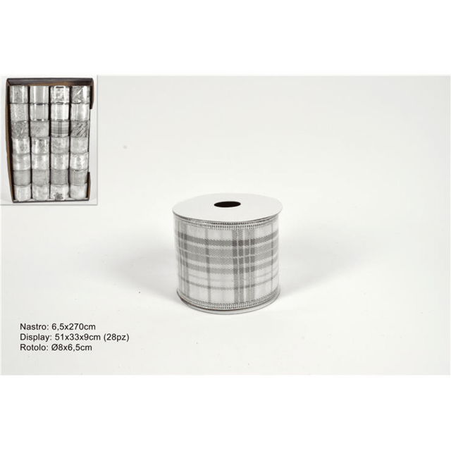 Κορδέλα Διακοσμητική Υφασμάτινη 2,7mt x 6,5cm Ασημί με Στρας Welkhome