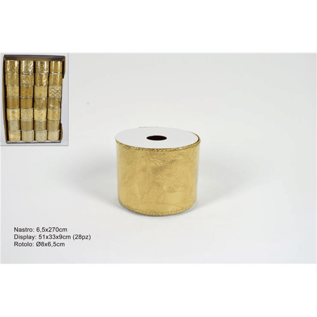 Κορδέλα Διακοσμητική Χριστουγεννιάτικη Yφασμάτινη Χρυσή 270x6.3cm Welkhome