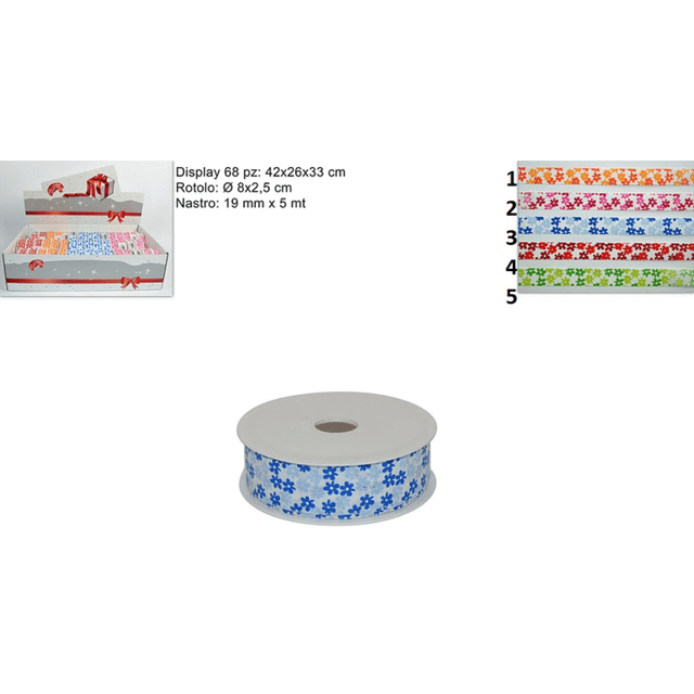 Κορδέλα Διακοσμητική με Σχέδια 19mm x 5mt Art.FR000788 Welkhome