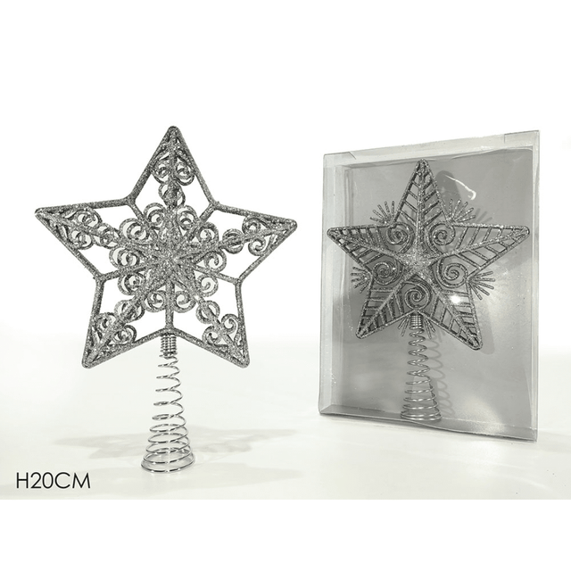 Κορυφή Στολίδι Δέντρου Αστέρι Πλαστικό Χρώμα Ασημί