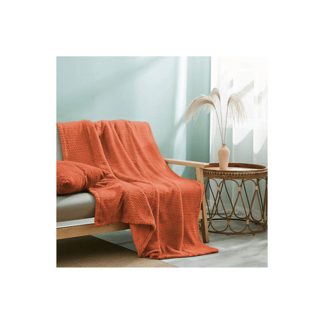 Κουβέρτα Μονή 150x220cm Βελουτέ Fleece Pop Corn Κοραλί TnS 39-950-2145