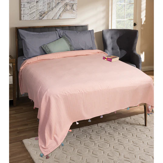 Κουβέρτα Διπλή 220x240cm με Περιμετρικά pon-pon Ada 100% cotton