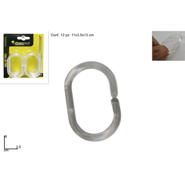 Κρίκοι Κουρτίνας Μπάνιου Πλαστικά Διάφανα Σετ 12/τεμ Welkhome