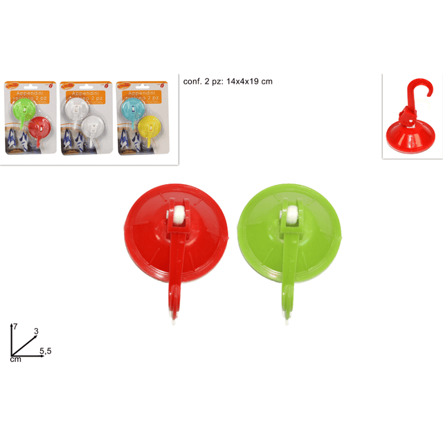 Κρεμαστράκια Βεντούζα Σετ 2Τεμ Λευκό 5,5x7x3cm SF2290 Welkhome