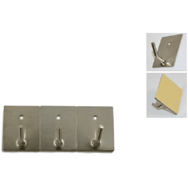 Κρεμαστράκια - Γάντζος Αυτοκόλλητο Ανοξείδωτο σετ 3 τμχ Τετράγωνο 4Χ3cm Art.VE000098 Welkhome