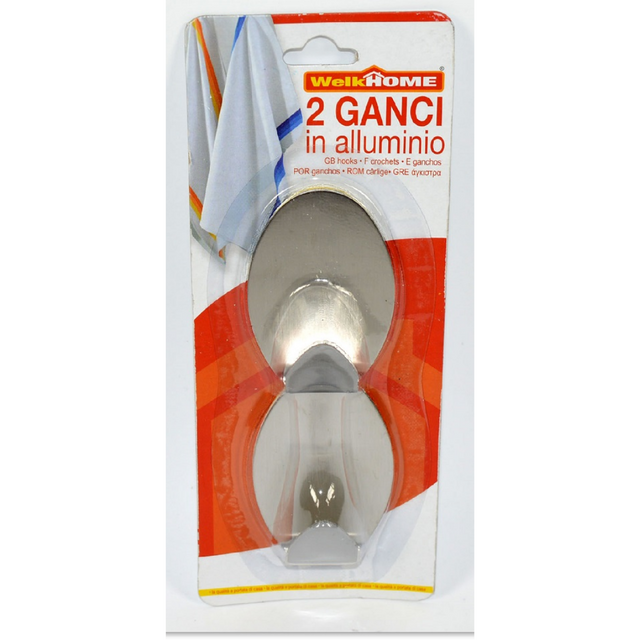 Κρεμαστράκια Τοίχου Αυτοκόλλητα Ασημί Σετ 2 Τμχ Art.FCA6047 Welkhome