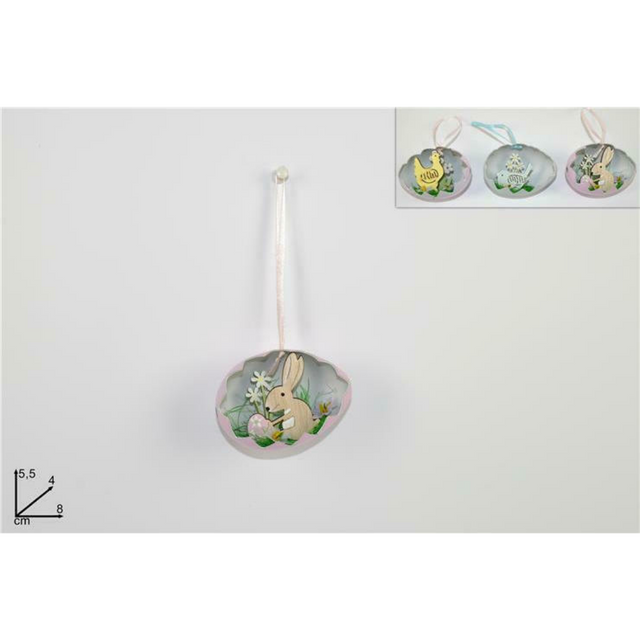 Αυγό (Διάφορα Χρώματα) Ξύλινο με Κουνέλι Κρεμαστό Πασχαλινό Due esse