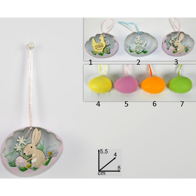 Αυγό (Διάφορα Χρώματα) Ξύλινο με Κουνέλι Κρεμαστό Πασχαλινό Due esse