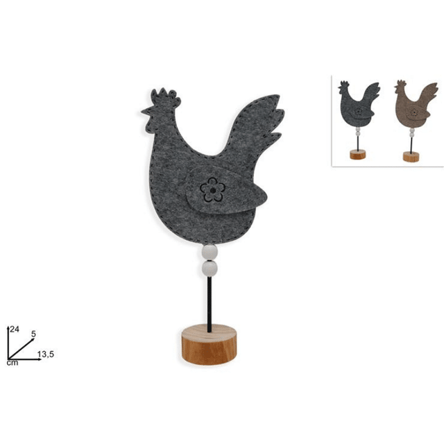 Κόκορας Διακοσμητικός σε Ξύλινη Βάση 24cm 2 Χρώματα Welkhome