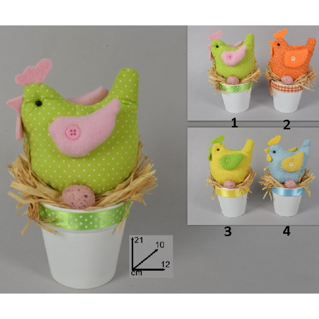 Κότα Σε Γλάστρα 21x12x10cm Art.SE16005-B Welkhome