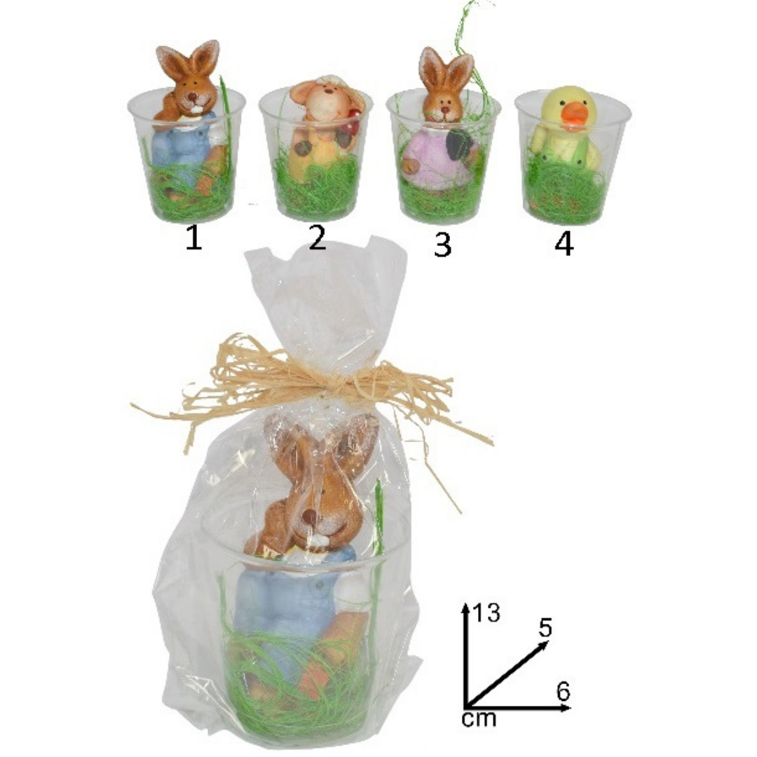 Λαγός Σε Ποτηράκι 13x6x5cm Art.JS10004/06/11211/11219-13 Welkhome