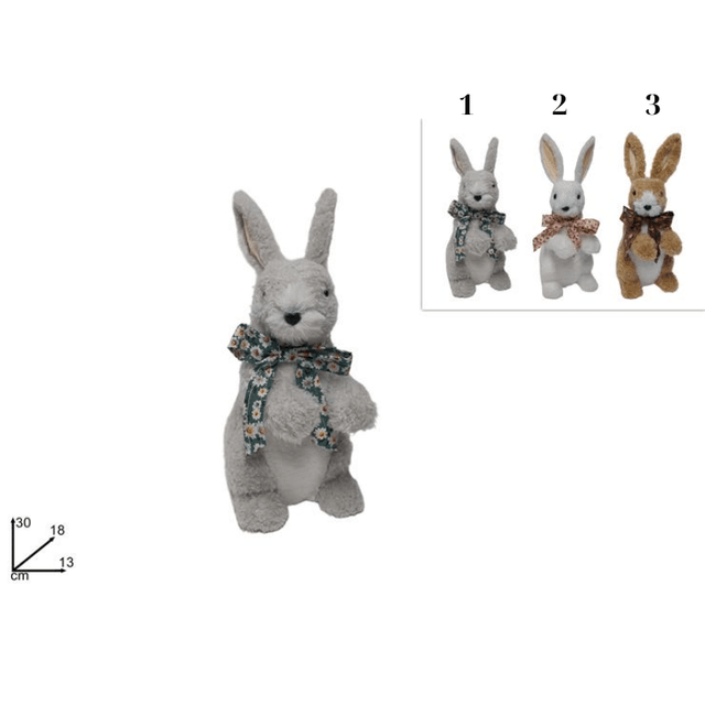Λαγός Γούνινος με Φιόγκο 30cm σε 3 Χρώματα Welkhome