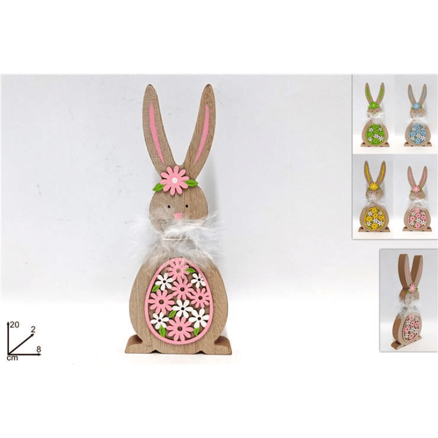 Λαγός Ξύλινο Διακοσμητικό 20cm σε 4 Χρώματα Welkhome