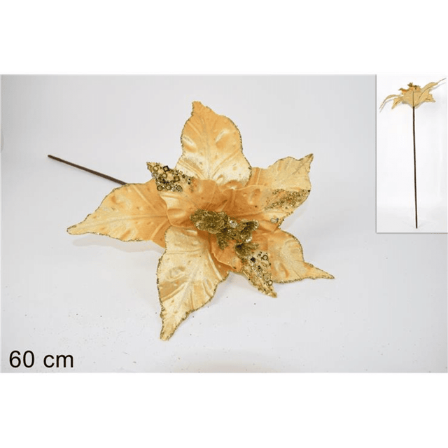 Χριστουγεννιάτικο Λουλούδι Δέντρου Χρυσό Βελουτέ 60x35x35cm ART.X17-G Welkhome