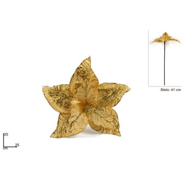 Χριστουγεννιάτικο Λουλούδι Δέντρου Χρυσό 41x25x25cm Welkhome