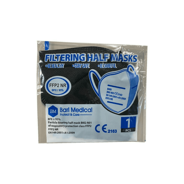 Μάσκα Προστασίας FFP2 σε Μαύρο χρώμα 20τμχ Bari Medical BKG-N01