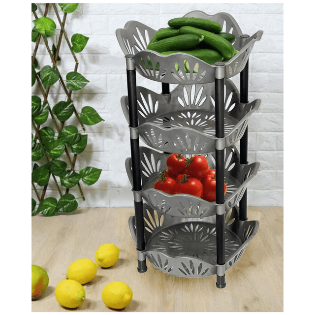 Μανάβης-Ραφιέρα Πλαστικός Μαύρο με 4 Καλάθια 36x27x70cm TnS 32-800-1854