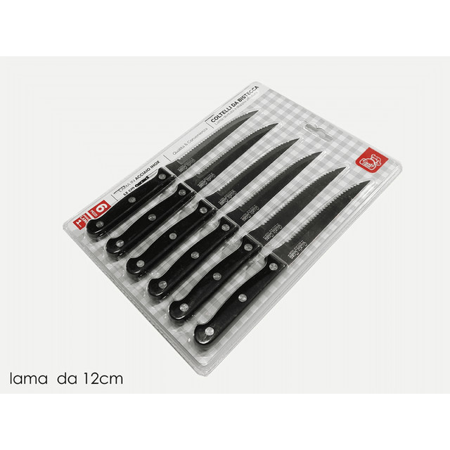 Μαχαίρια Κουζίνας Σετ 6τμχ. Μαύρο Λάμα Μαχαιριού 12cm Art.727120 General Trade