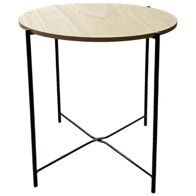 Τραπέζι Βοηθητικό Πτυσσόμενο Μεταλλικό με Ξύλο Φυσικό 43x43x51εκ. TnS 33-950-2398