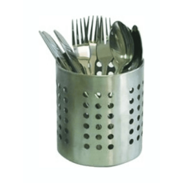 Κουταλοθήκη Επιτραπέζια Μεταλλικός Ίνοξ Στραγγιστής – Δοχείο Για Μαχαιροπίρουνα 14x10,5cm TnS 03-800-1600
