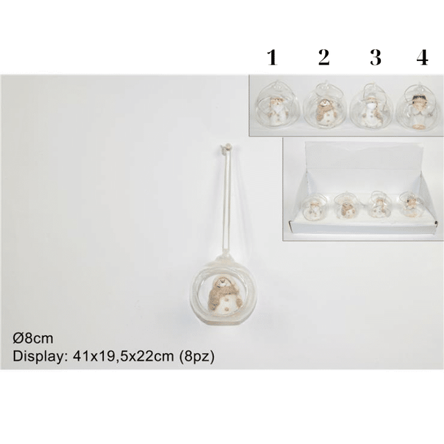 Μπάλα Διαφανή 8cm Γυάλινη Χριστουγεννιάτικη σε 4 Σχέδια Welkhome