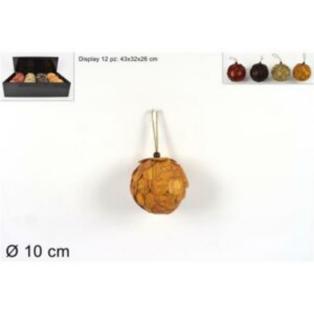 Μπάλα Διάφορα Χρώματα 10cm Χριστουγεννιάτικη με Χάρτινες Λεπτομέρειες Welkhome