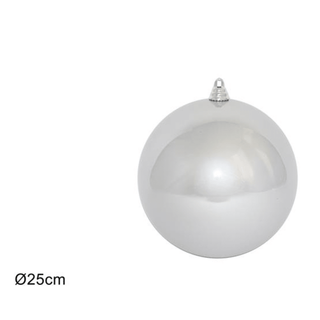Μπάλα Ασημί 25cm Πλαστική Χριστουγεννιάτικη Welkhome