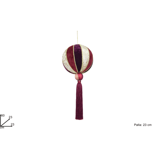 Μπάλα Μπορντό 23x60Hcm Υφασμάτινη Χριστουγεννιάτικη Διακοσμητική με Κρόσσια Welkhome