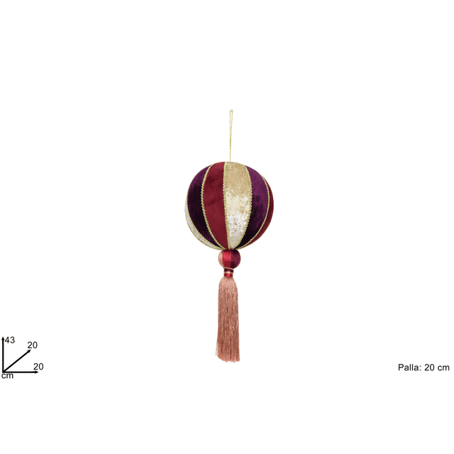 Μπάλα Μπορντό 20x43Hcm Υφασμάτινη Χριστουγεννιάτικη Διακοσμητική με Κρόσσια Welkhome