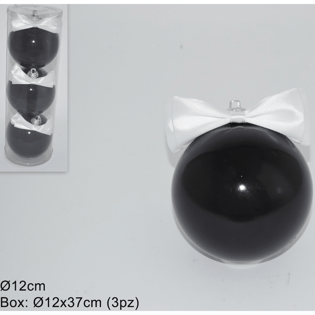 Μπάλα Μαύρη 12cm 3τμχ. Πλαστικές Χριστουγεννιάτικη Welkhome