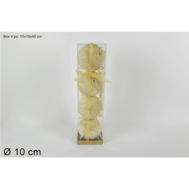 Μπάλα Μπεζ 10cm 4τμχ. απο Φελιζόλ με Διακοσμητικές Μπίλιες Χριστουγεννιάτικη Welkhome