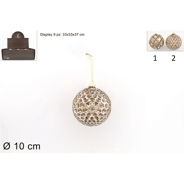 Μπάλα Μπρονζέ 10cm Γυάλινη Χριστουγεννιάτικη Welkhome