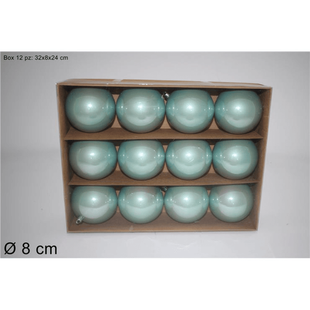 Μπάλα Φυστικί 8cm 12τμχ. Πλαστικές Περλέ Χριστουγεννιάτικη Welkhome