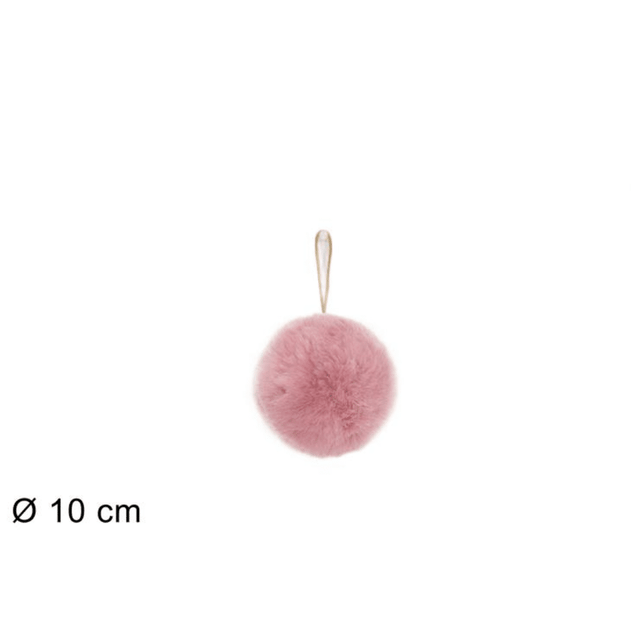 Μπάλα Ροζ 10cm Γούνινη Χριστουγεννιάτικη Welkhome