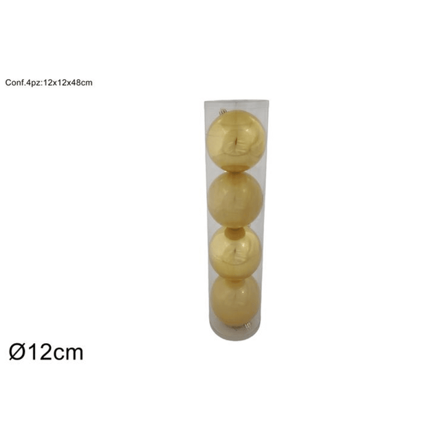 Μπάλα Χριστουγεννιάτικη Χρυσή 12cm 4/τεμ Πλαστική