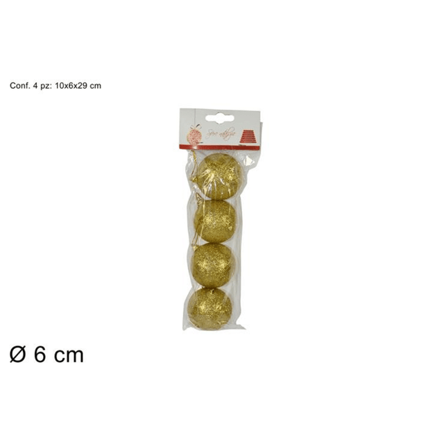 Μπάλα Χρυσή 6cm 4τμχ. Πλαστική Χριστουγεννιάτικη Welkhome