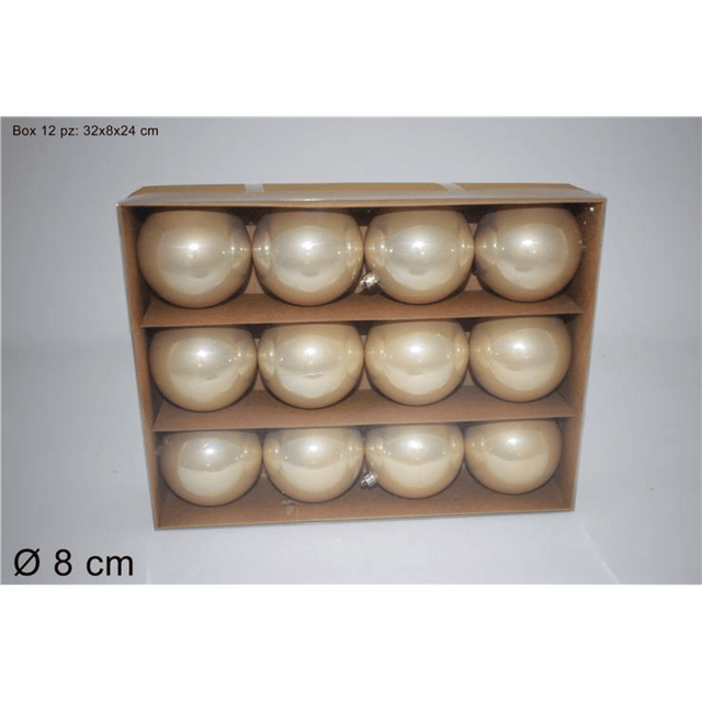 Μπάλα Χρυσή 8cm 12τμχ. Πλαστικές Περλέ Χριστουγεννιάτικη Welkhome