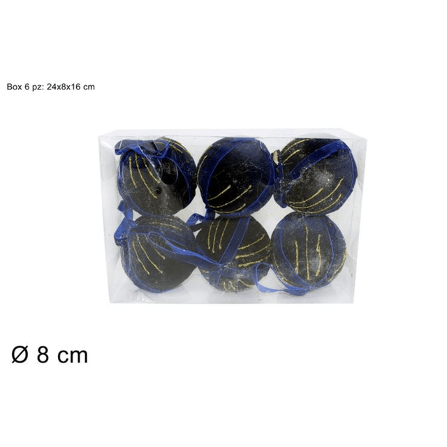 Μπάλα Μπλέ 8cm 6τμχ. Βελούδινες Χριστουγεννιάτικη SDA200780DB Welkhome