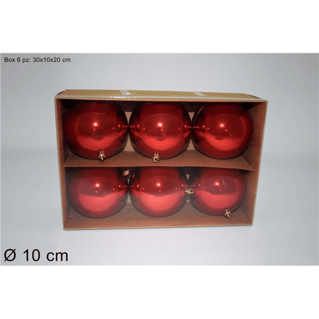 Μπάλα Κόκκινη 10cm 6τμχ. Χριστουγεννιάτικη Welkhome