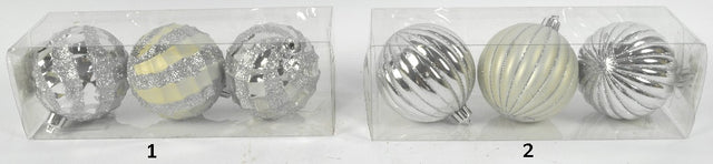 Μπάλα Ασημί 8cm 3τμχ. Πλαστικές Χριστουγεννιάτικη Welkhome