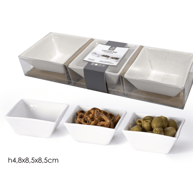 Μπολ Σερβιρίσματος Σετ 3Τεμ για Συνοδευτικά Πορσελάνινο Λευκό 4.8x8.5cm General Trade