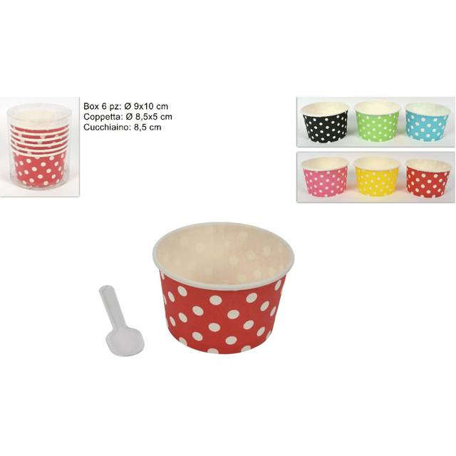Μπολάκι Χάρτινο Για Γλυκά-Παγωτό 8,5X5VM Σετ 6Τεμ + 6 Κουταλάκια Art.2018360 Welkhome