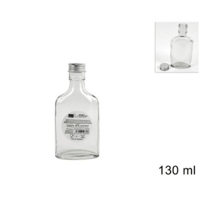 Μπουκάλι Γυάλινο Διάφανο με Βιδωτό Καπάκι 130ml Welkhome