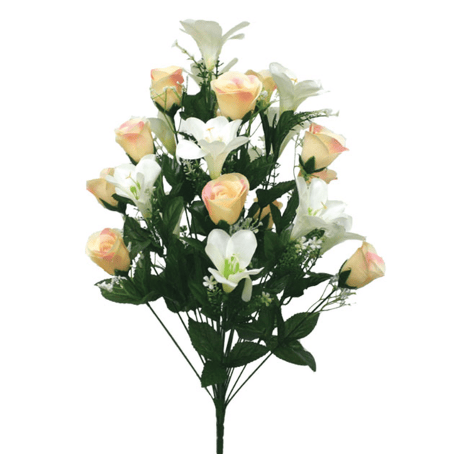 Μπουκέτο από Τεχνητά Φυτά Τριαντάφυλλο-Κρίνος Σομόν Y60cm Marhome